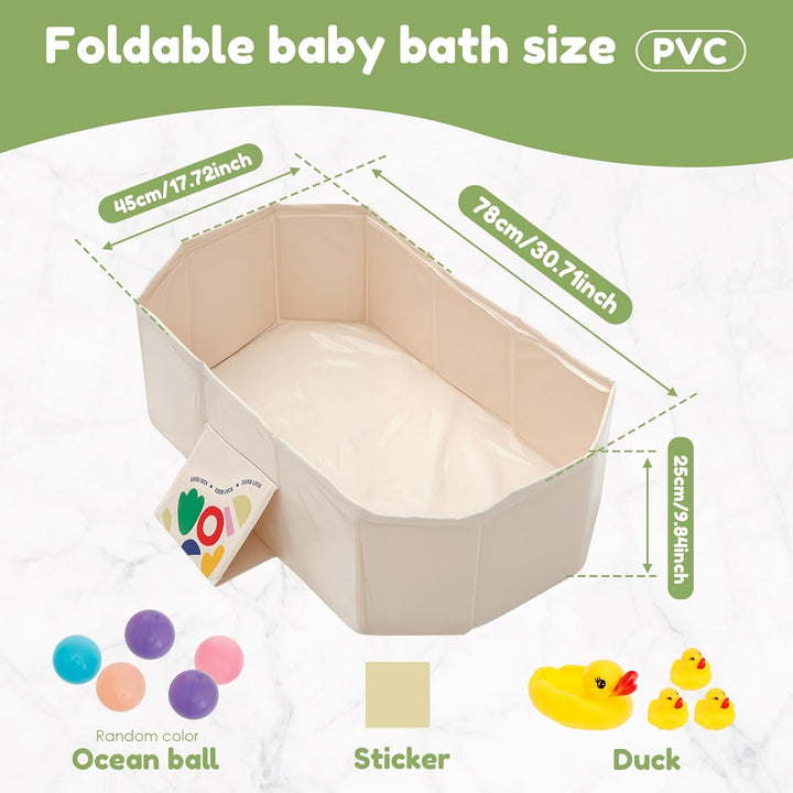 Baby Badewanne Faltbare, Grosse Kleinkindbadewanne mit 5 Kugeln 5 Enten Integrierte Badewanne Kinder