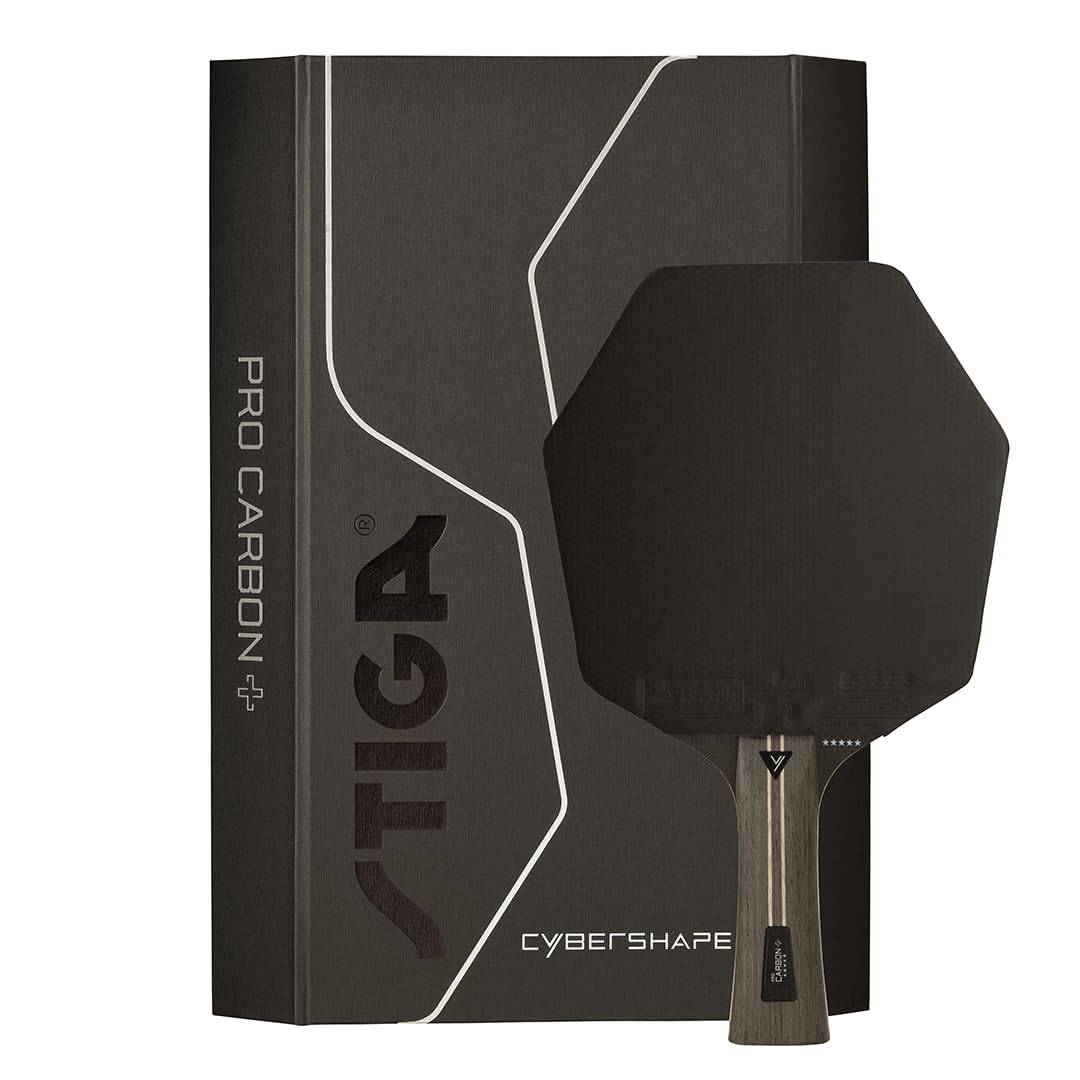 STIGA Pro Carbon+ Cybershape Tischtennisracket, 5-Sterne-Profi-Tischtennisschläger mit sechseckiger