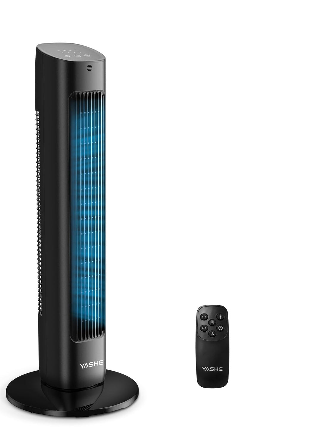 YASHE 80cm Turmventilator mit Fernbedienung, Leiser Standventilator ohne Rotorblätter mit 28 dB, 3 G