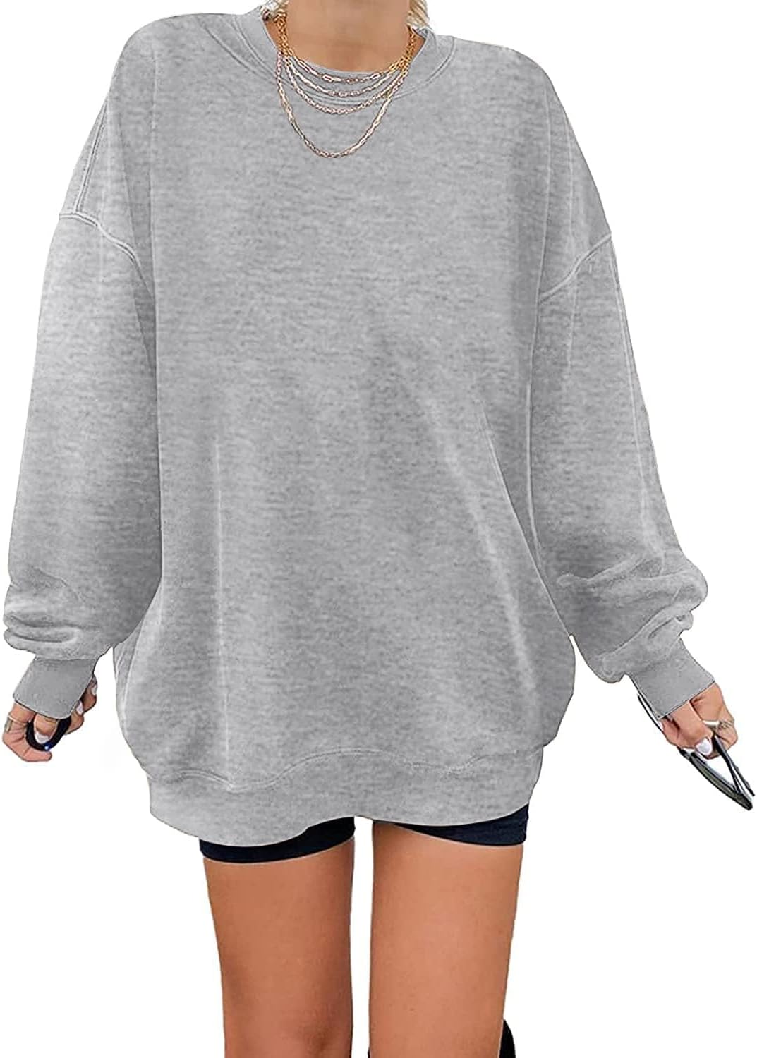 Sweatshirt Damen Los Angeles Pullover Oversized Langarmshirt Rundhals Basic Loose Tops Ohne Kapuze T