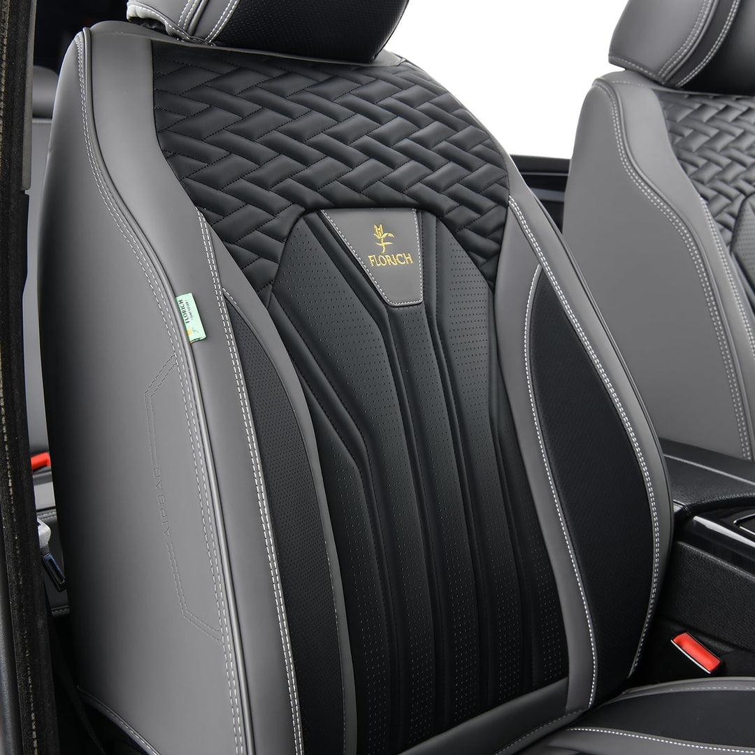 FLORICH Autositzbezüge Leder, Vorder- und Rücksitzbezüge, 5 Stück, komplettes Set, universell passen