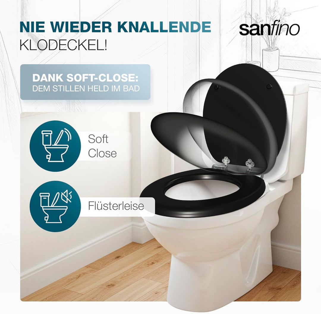 SANFINO® Premium WC Sitz mit Absenkautomatik – hochwertige Toilettendeckel aus Holz, viele bunte Mot
