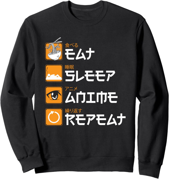 Eat Sleep Anime Repeat Otaku Manga Geschenk Japan Sweatshirt