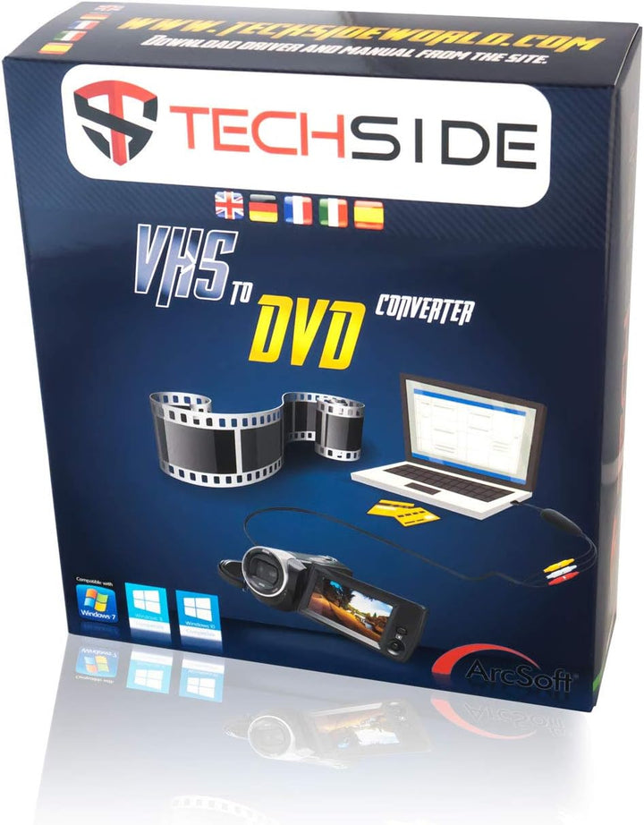 TechSide VHS Analog-Digital-Konverter 2024 | Windows 11-kompatibel + Neue Software | USB 2.0 Audio/V