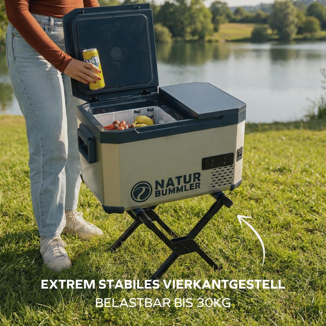 NATURBUMMLER Ständer für Kühlbox [VAC-CORE] Kühlboxständer faltbar (bis zu 55L) Kühltruhenhalter für