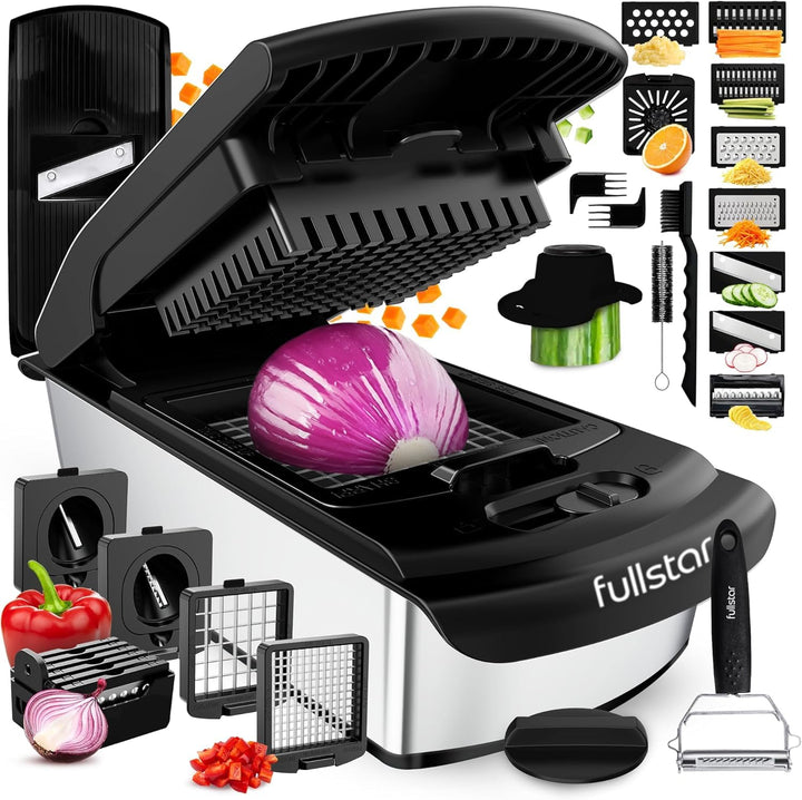 Fullstar Gemüseschneider und Mandoline Gemüsehobel - Julienne- und Würfelschneider für Gurken Zwiebe