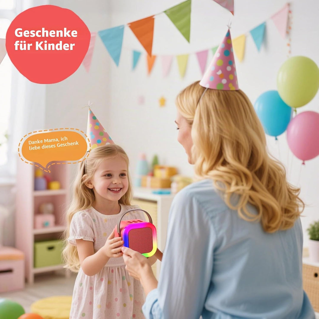 Fede Karaoke Maschine für Kinder Erwachsene, Mini Karaoke Maschine mit 2 Mikrofonen, Tragbarer Bluet