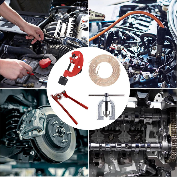 finoki Bremsrohr Kit 25 Fuss Auto Rolle Rohr Spule Doppel Bördelwerkzeug Auto Bremse Linie Reparatur