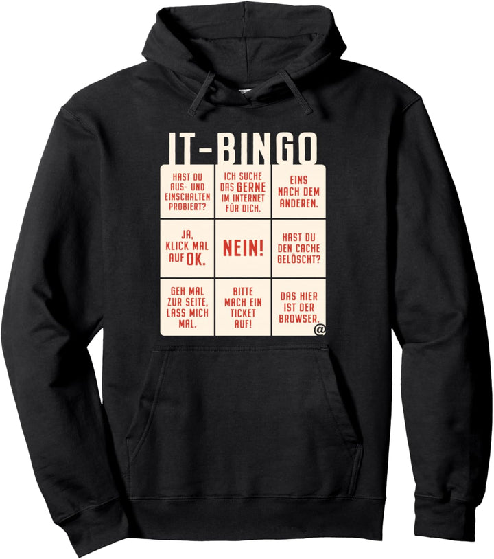 IT Support Bingo Service Desk IT Helpdesk Rechenzentrum Pullover Hoodie