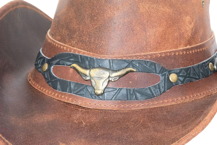 Black Jungle Ontario Outdoor Western Lederhut Australien Cowboy Lederhüte Reiterhut Unisex S Ocker,