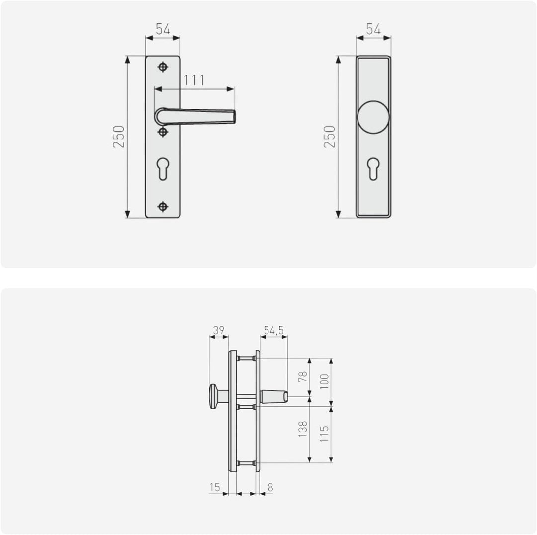 ABUS Tür-Schutzbeschlag KLS114 F3 messing mit beidseitigem Drücker 08297 F3 Messing Beidseitiger Drü