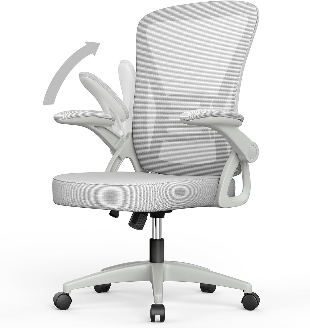 rattantree Bürostuhl mit Hochklappbaren Armlehnen, Ergonomischer Schreibtischstuhl mit Lendenwirbels