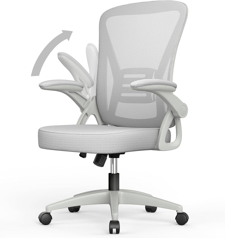 rattantree Bürostuhl mit Hochklappbaren Armlehnen, Ergonomischer Schreibtischstuhl mit Lendenwirbels