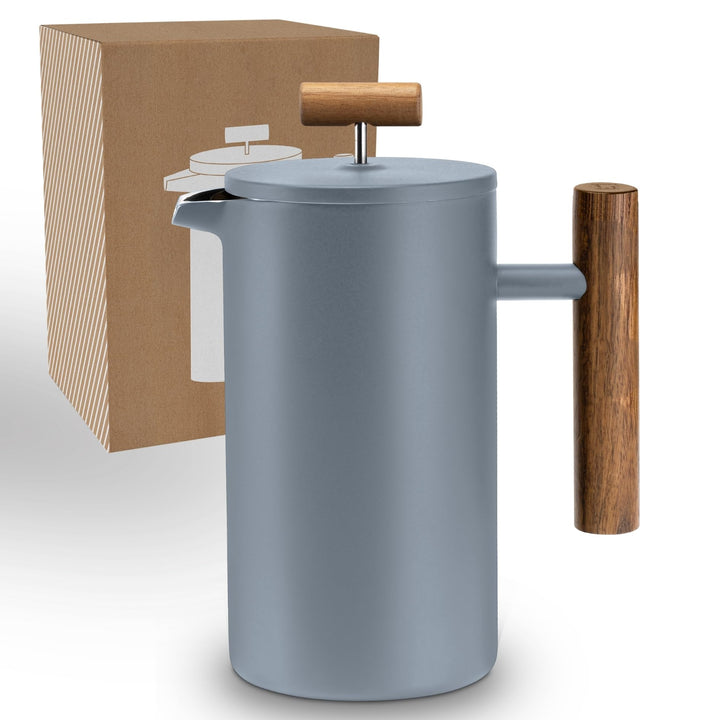 LAMBDA COFFEE® CALDERA Thermo French Press Edelstahl I 1 Liter - 5 Tassen Dusk Blue Blau I 3 Grössen