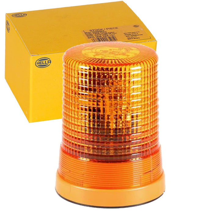 HELLA - Halogen-Rundumkennleuchte - KL 700 - 24V - gelb - rund - Anbau/geschraubt - Stecker: Flachst