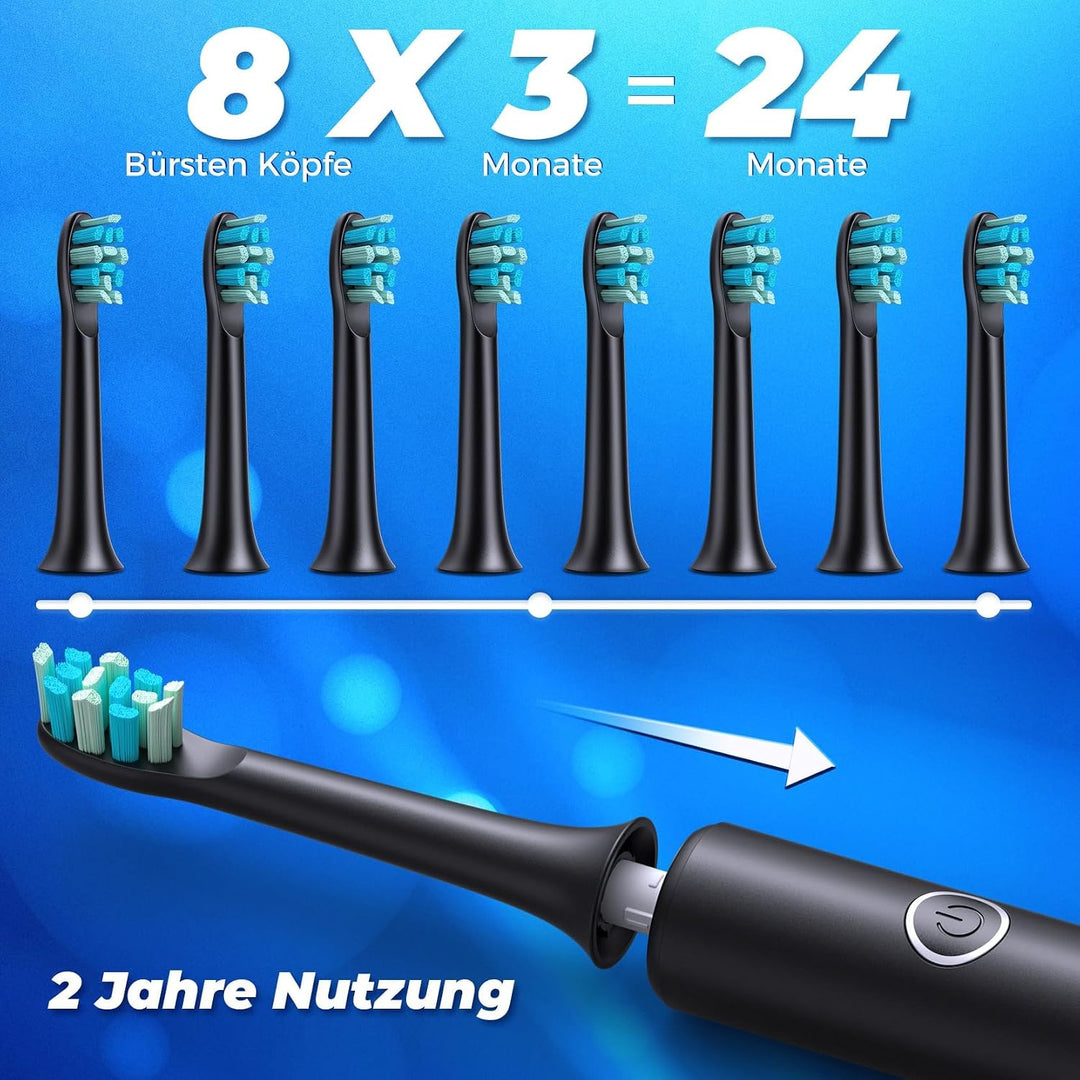 Elektrische Zahnbürste für Erwachsene,Schallzahnbürsten Schnellladung 4 Stunden Dauer 60 Tage,Sonic