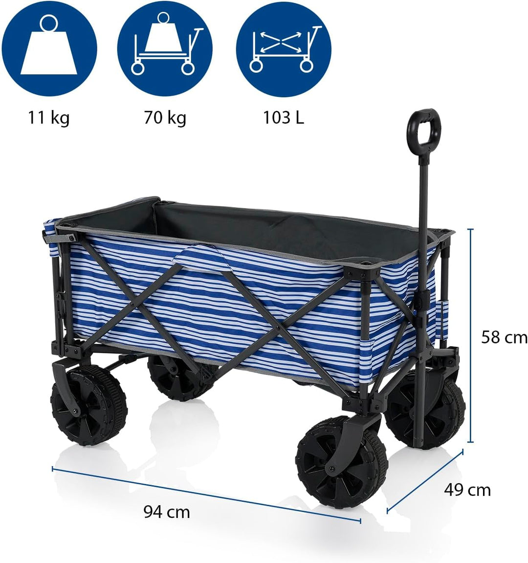 Campart Faltbarer Bollerwagen Saint-Michel – 80 l – bis 70 kg – Heckklappe – inkl. Transporttasche –