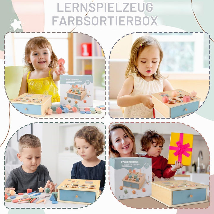 Montessori Spielzeug ab 1 2 3 Jahr, Farbe Form Sortierspiel ab 1 Jahr, Holzspielzeug Montessori ab 2