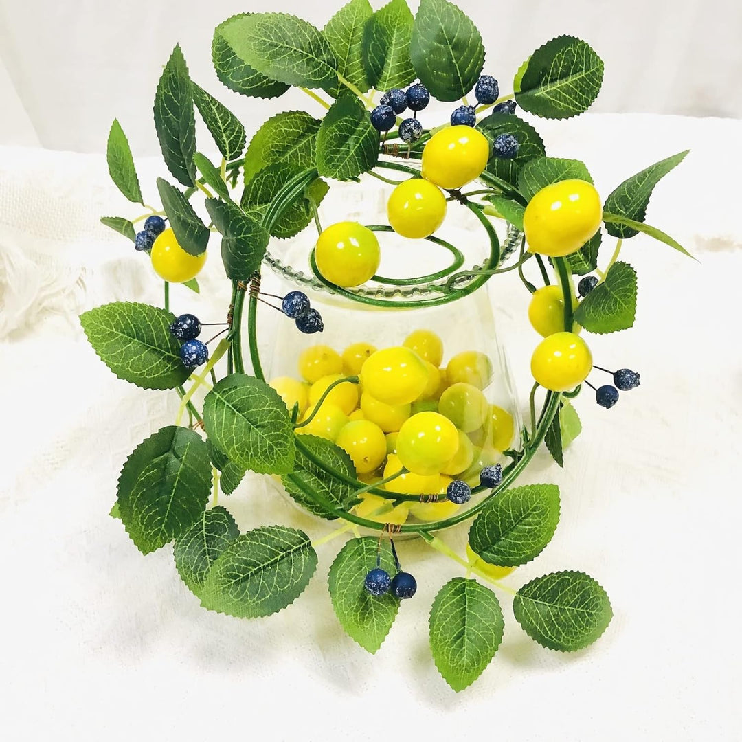 2er-Pack Künstliche Zitronen Blaubeer Girlande,Zitronenranke Hängende Blumen Pflanzen Künstliche Frü