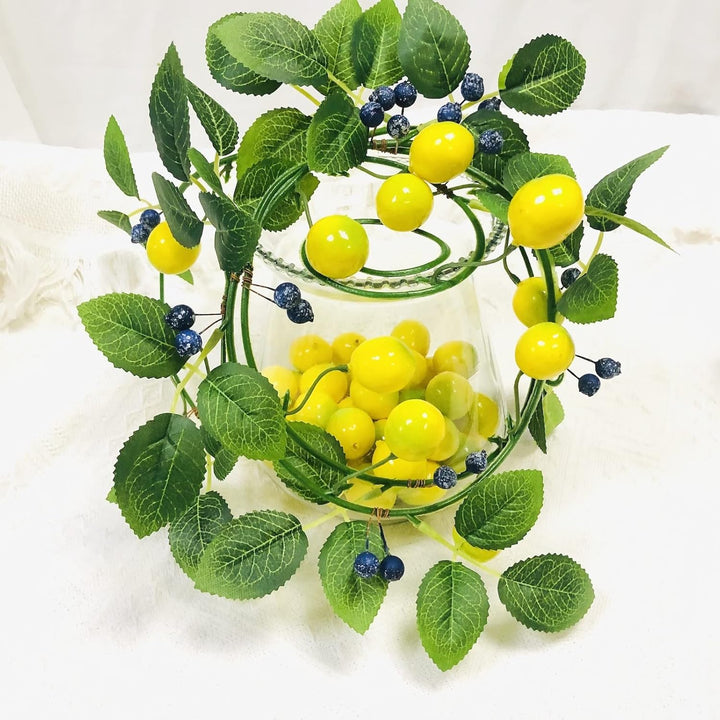 2er-Pack Künstliche Zitronen Blaubeer Girlande,Zitronenranke Hängende Blumen Pflanzen Künstliche Frü