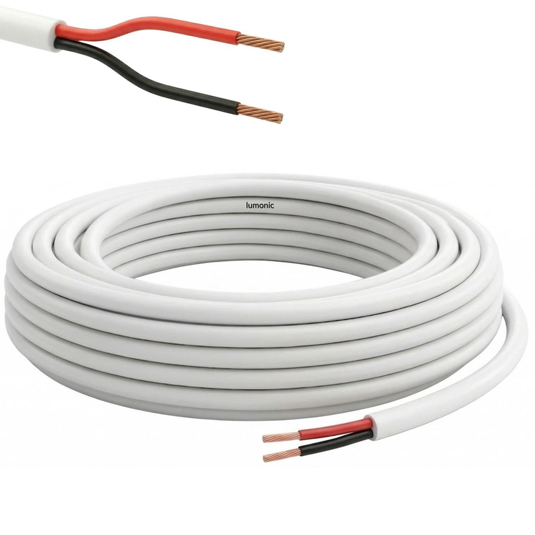Lumonic 2x 0,34mm² LED Steuerleitung weiss 10m I ummanteltes 2 adriges Kabel flexibel I Geschirmtes