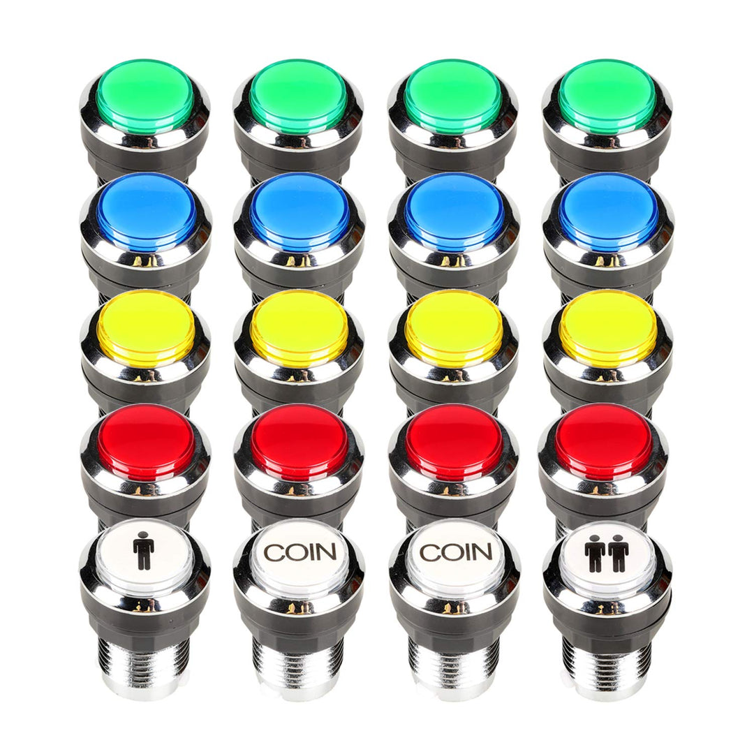 Fosiya 2 Spieler Arcade Joystick LED-Chrom-Drucktasten für PC MAME Raspberry Pi Video-Spiele Arcade