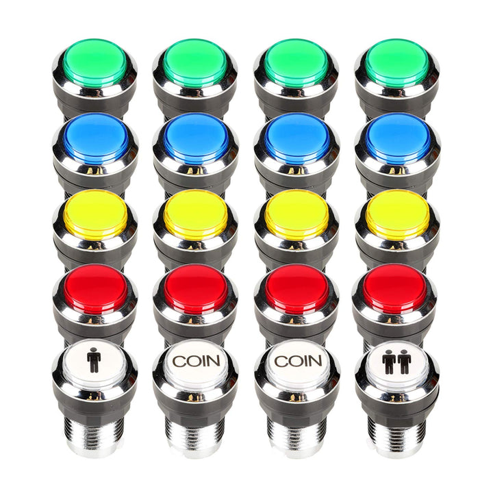 Fosiya 2 Spieler Arcade Joystick LED-Chrom-Drucktasten für PC MAME Raspberry Pi Video-Spiele Arcade