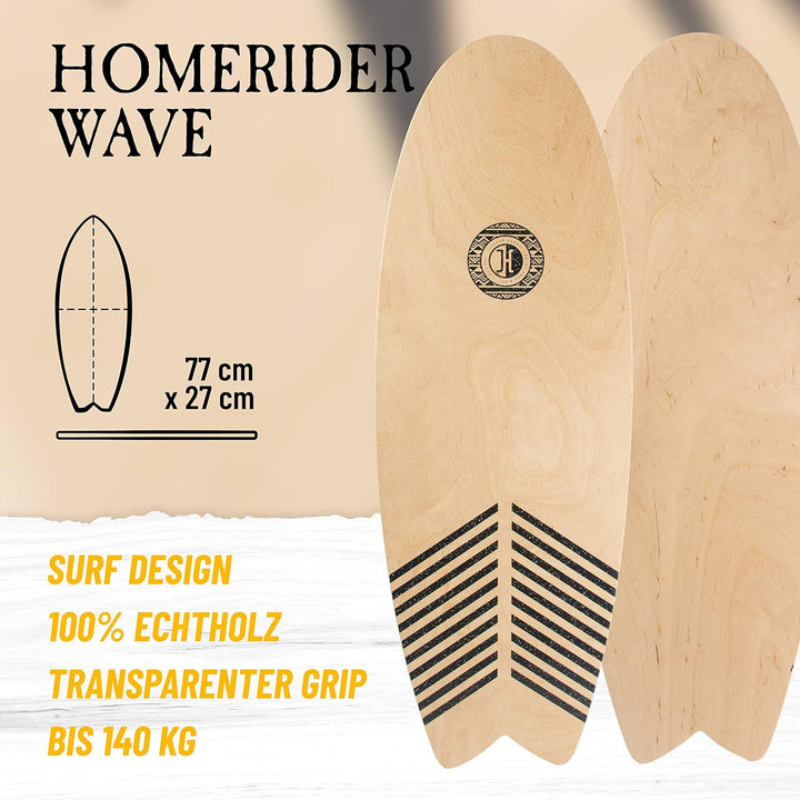 JUCKER HAWAII Balanceboards aus Echtholz Balanceboard Set XL mit Korkrolle Matte und Balance Kissen
