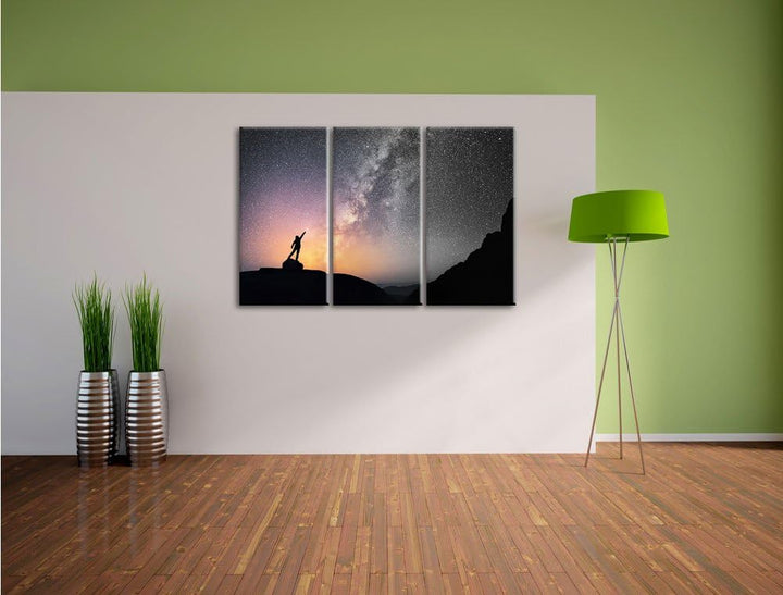 Pixxprint Sternenfänger Milchstrasse B&W Detail 3-Teiler Leinwandbild 120x80 Bild auf Leinwand