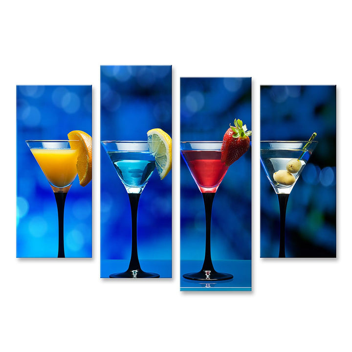 islandburner Bild auf Leinwand Verschiedene Cocktails Garniert Mit Früchten Auf Glastisch In Bar Bil