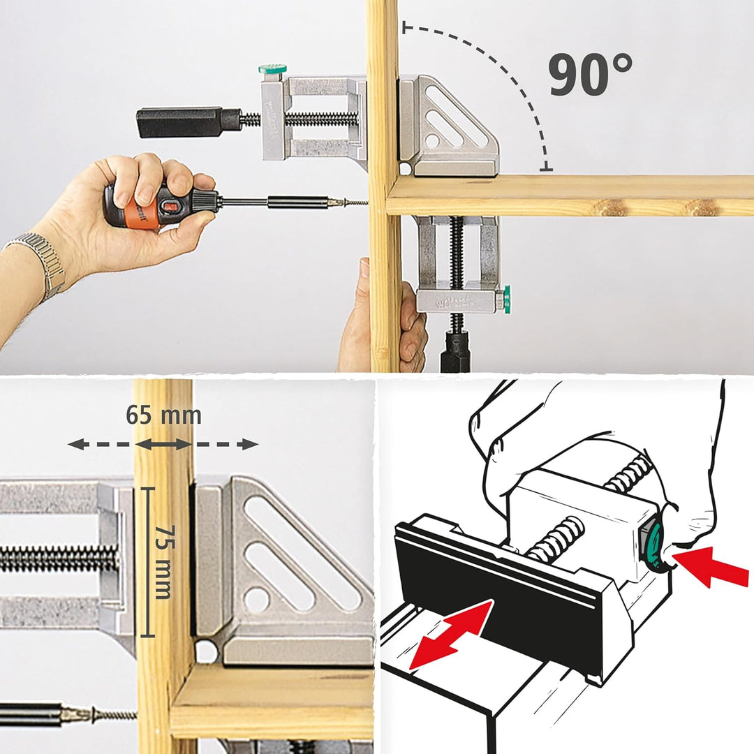 wolfcraft Spannmobil - Eckenspanner I 3415000 I Für vielseitiges und schnelles Spannen - die "dritte