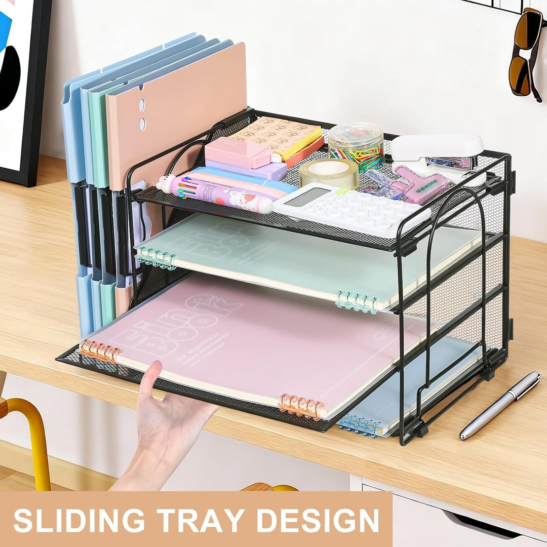 4-Trays Desktop File Organizer, Mesh Office Desk Supplies Organizer Dokument Brieffachhalter mit Sch