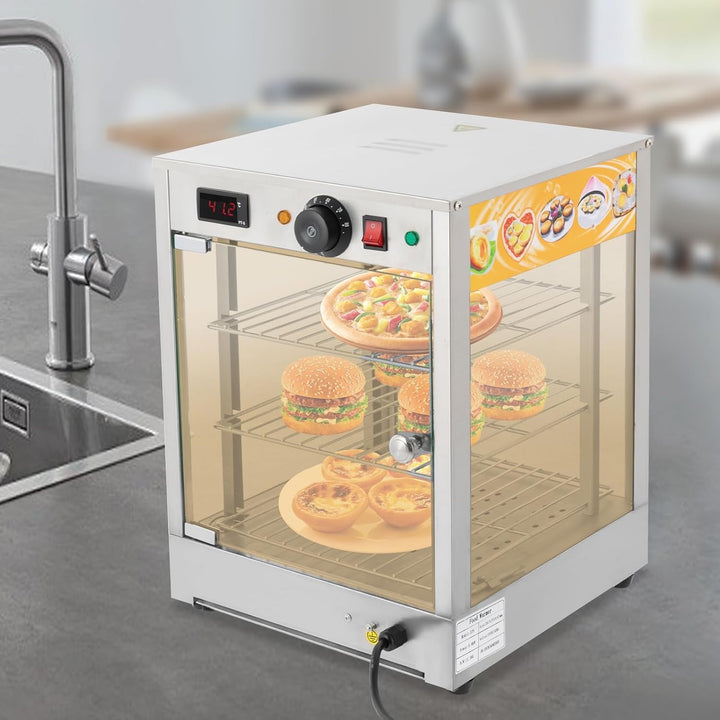 800W Elektrischer Kommerzieller Speisenwärmer, 3-Etagen Speisenwärmeschrank, Warmhalteschrank für Le