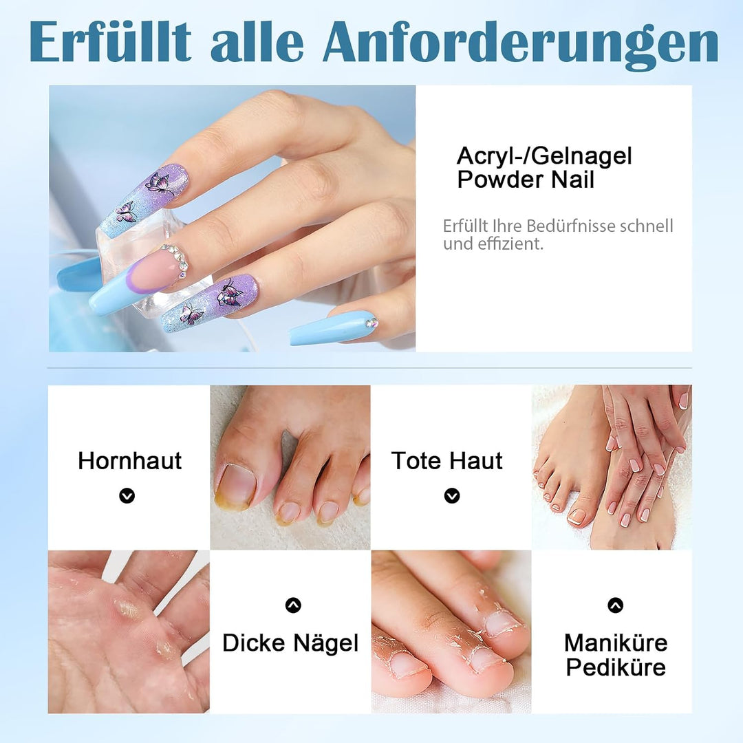 Nagelfräser 35000RPM für Gelnägel, Wiederaufladbarer Elektrischer Nagelfräser mit LED-Anzeige, Tragb