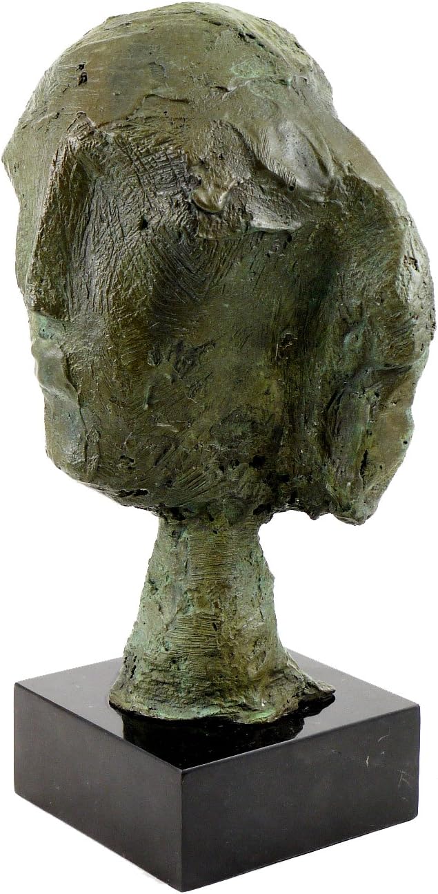 Abstrakte Bronzefigur/Bronzekopf auf Marmorsockel - nach Henry Moore - signiert - Moderne Kunst
