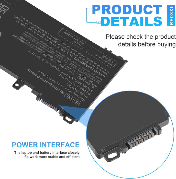 ASUNCELL 45Wh RE03XL Laptop Akku für HP ProBook 430 G6 440 G6 450 G6 455 G6 455R G6 HP RE03XL HSTNN-
