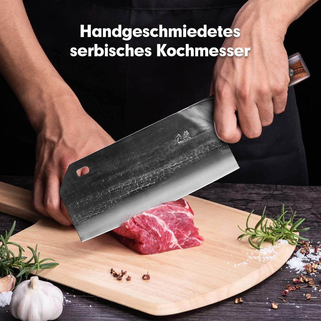 ENOKING Hackmesser, handgeschmiedetes Chinesisches Küchenmesser, Scharf Kochmesser Hochwertigem Deut