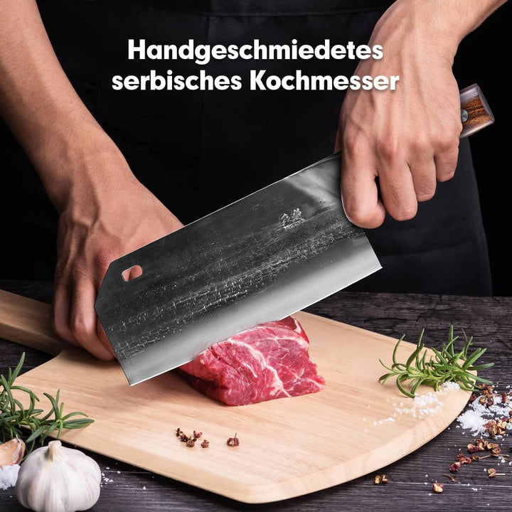 ENOKING Hackmesser, handgeschmiedetes Chinesisches Küchenmesser, Scharf Kochmesser Hochwertigem Deut