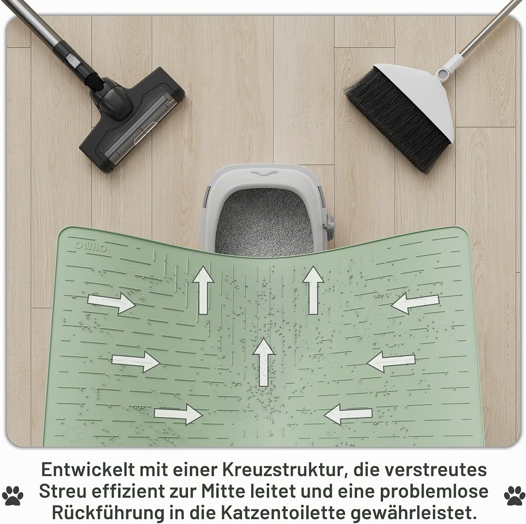 OHMO Katzenklo Matte aus Premium-Silikon 95x64cm Gross, Wasserdicht und BPA-Frei Katzenstreu Matte,