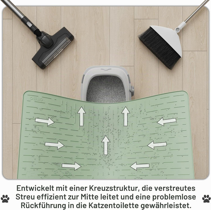 OHMO Katzenklo Matte aus Premium-Silikon 95x64cm Gross, Wasserdicht und BPA-Frei Katzenstreu Matte,