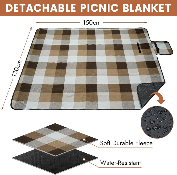 HappyPicnic Isolierter Picknickrucksack für 4 Personen mit komplettem Geschirr, geräumigem Kühlfach,