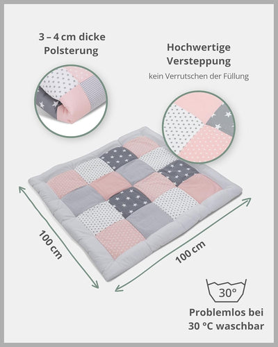 ULLENBOOM Krabbeldecke für Baby 100x100 cm, 100% OEKO-TEX Materialien, Made in EU, Dick & weich gepo
