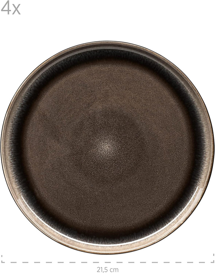 MÄSER Serie Niara, Modernes Dessertteller Set für 4 Personen in aufregendem Vintage Look, kleine Tel