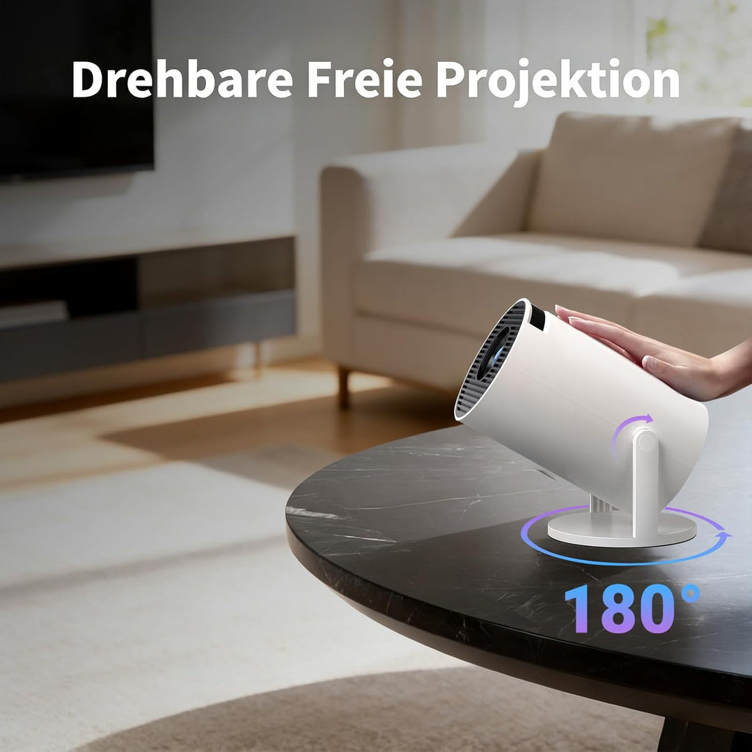 Mini Beamer,4K 1080P Smart Beamer,Projektor Tragbarer mit WiFi 6 und Bluetooth 5.4,Auto Trapezkorrek