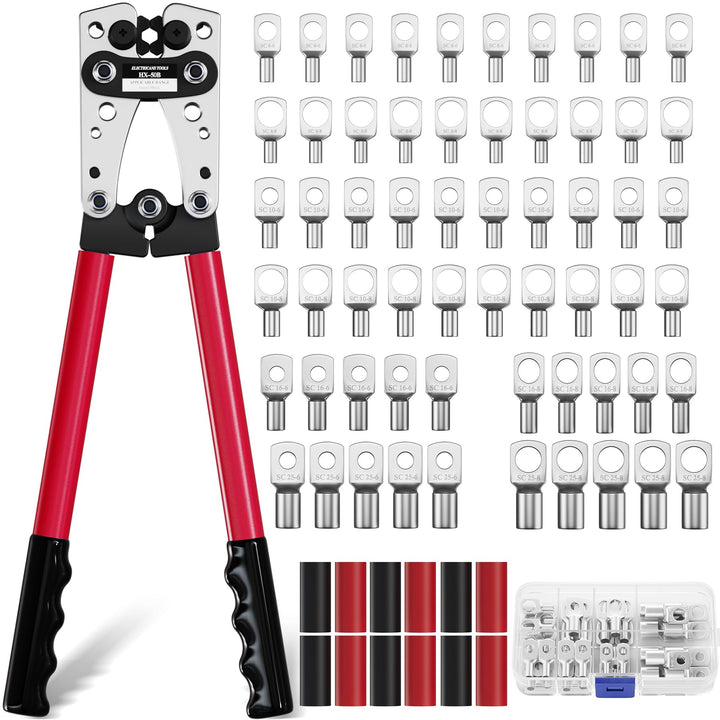 Crimpzange Kabelschuhe Set,Gross Crimpwerkzeug,Hochleistungs-Crimper für Kabelschuhe,Rohrkabelschuh