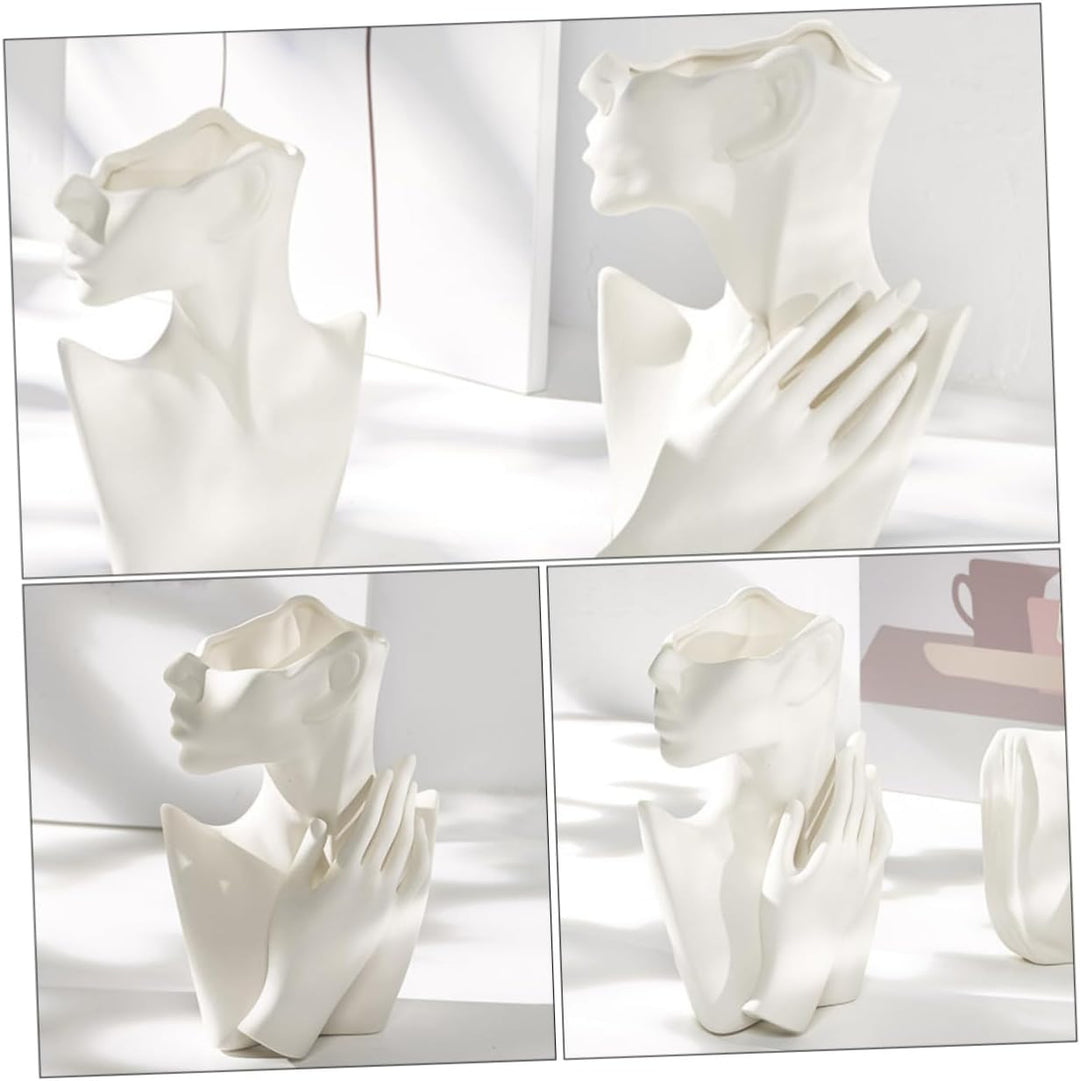 Veemoon Büste Frauenkörper Keramik Statue Vase Face Pot Bust Kopfform Vase für Home Office Dekoratio