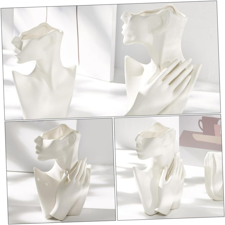 Veemoon Büste Frauenkörper Keramik Statue Vase Face Pot Bust Kopfform Vase für Home Office Dekoratio