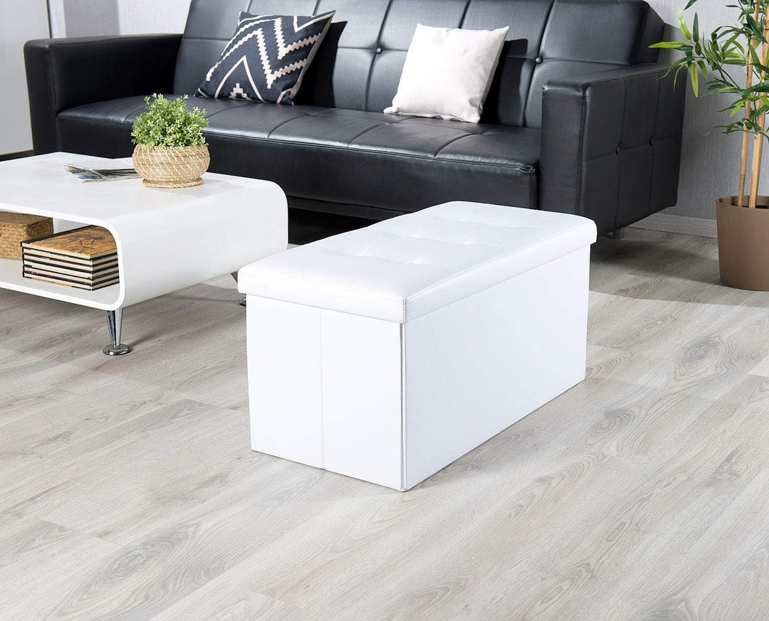 infactory Faltbox und Hocker: 2er-Set Faltbare 2in1-Sitzbänke und -truhen, 80 l, bis 300 kg, weiss (