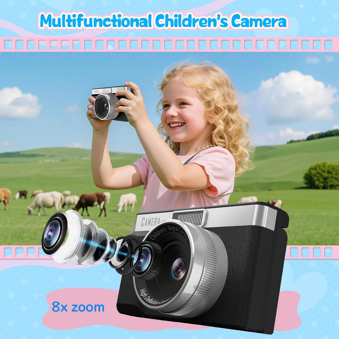 Digitalkamera mit 180° Klappdisplay, 32GB Speicherkarte, 1080P HD Kompaktkamera, Integrierte Lernspi