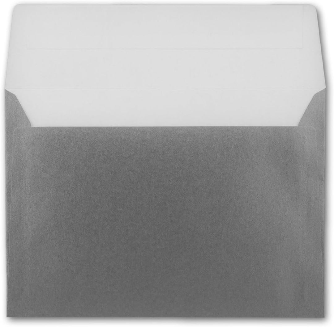 700x Briefumschläge DIN C5 Silber Metallic - 16,2 x 22,9 cm - Haftklebung - glänzende Kuverts für gr